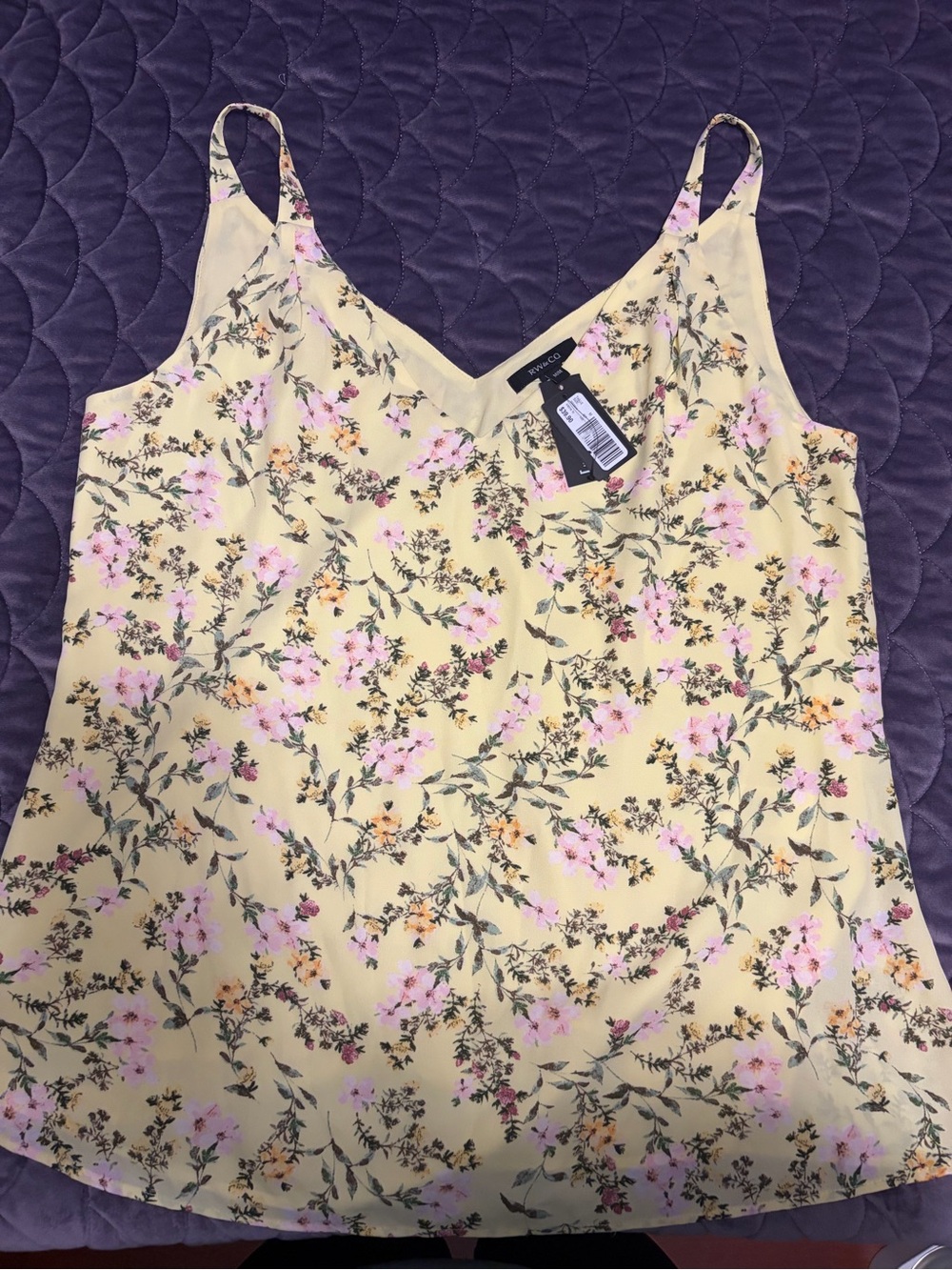 RW&CO. Yellow Floral V-Neck Spaghetti Strap Camisole